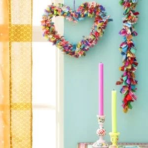 Recycled heart wreath, Multi coloured