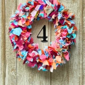 Recycled sari wreath, Multi coloured