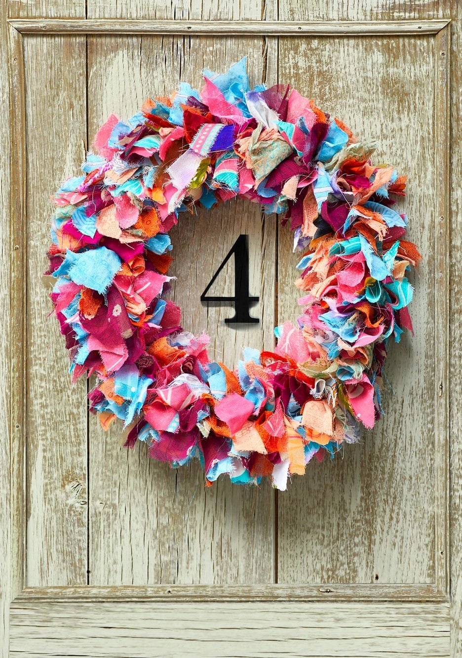 Recycled sari wreath, Multi coloured