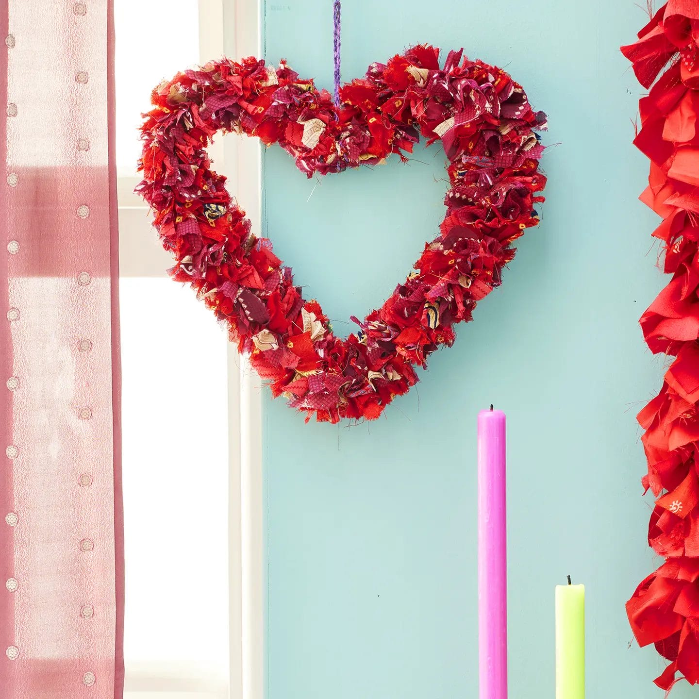 Recycled wreath, red heart